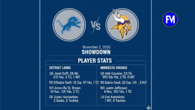 detroit lions vs minnesota vikings match player stats