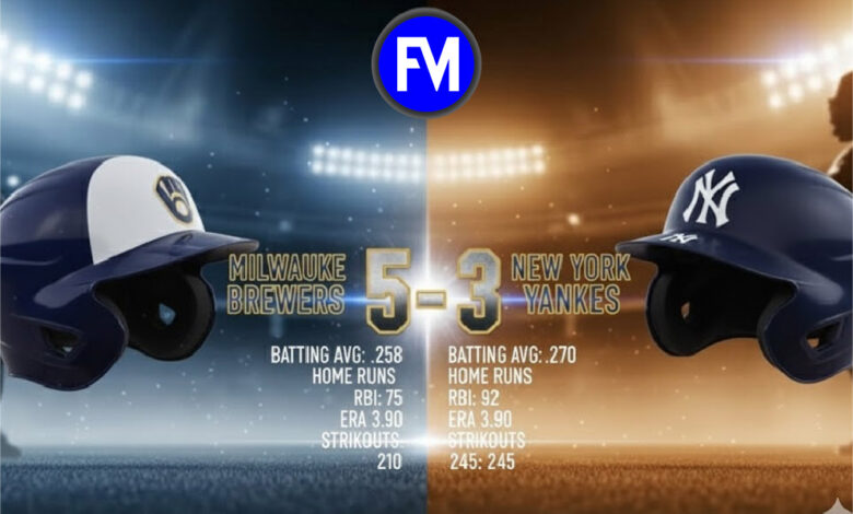 milwaukee brewers vs new york yankees match player stats